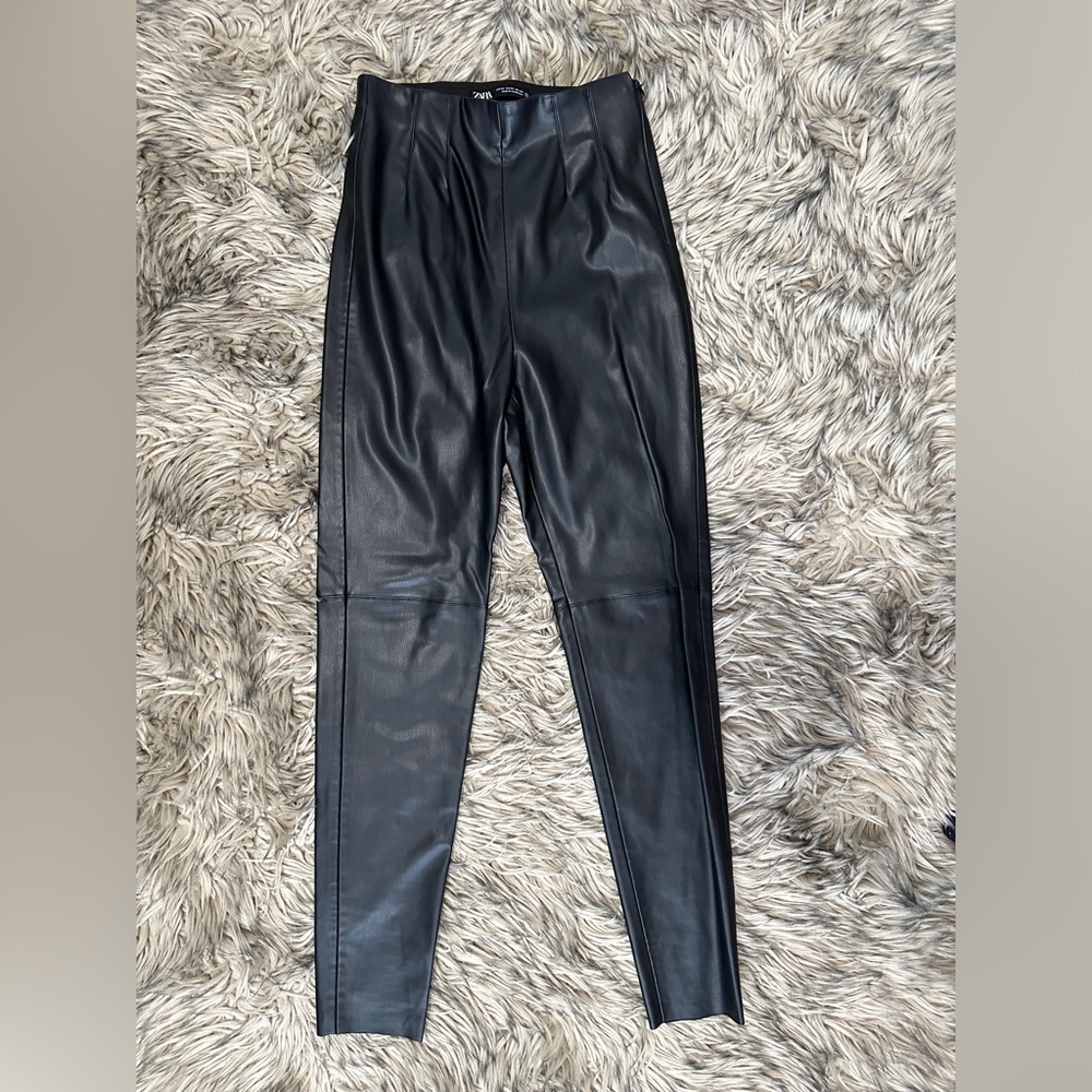 ZARA black pleather pants in XSMALL